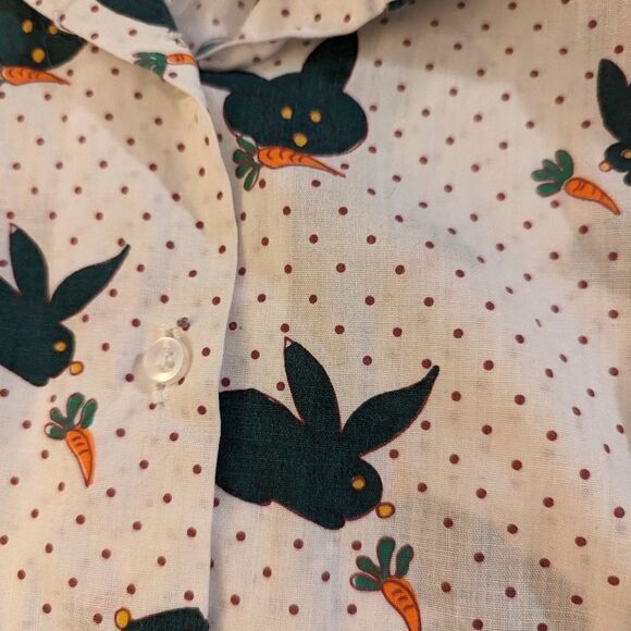 Kids 70s vintage polka dot & bunny button up top - Picture 3 of 6